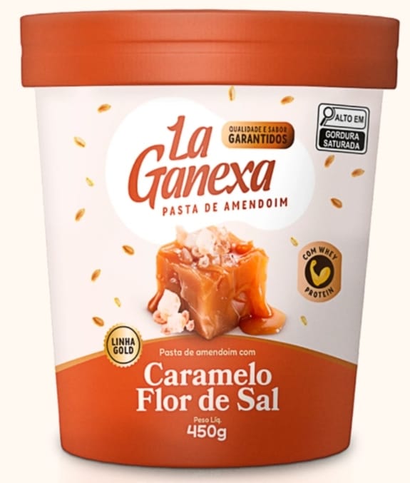 PASTA DE AMENDOIM SABOR CARAMELO E FLOR DE SAL - LA GANEXA 450 GRAMAS 